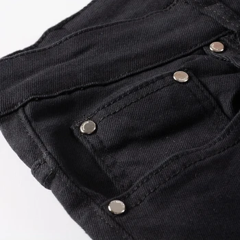Homens do tigre digital impresso em preto jeans de Moda pintada slim de extensão em linha reta de jeans, calças