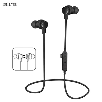 Boa Qualidade SMILYOU Fone de ouvido Bluetooth T1 sem Fio de Fone de ouvido de Esportes de Baixo Fone de ouvido Bluetooth com Microfone para iPhone Xiaomi