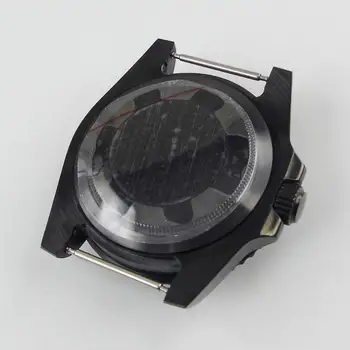 De alta Qualidade do Ajuste NH35 NH35A NH36 PVD Preto plated caixa do Relógio de Vidro Safira Escovado Inserir Moldura