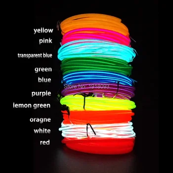 10 cor Opcional 5.0 mm 10Meter Casa decorativos Alimentado por USB Flexível EL Fio de Luz neon fio LED segmento de Moda LED Strip
