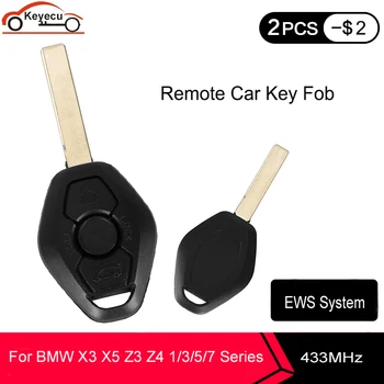 KEYECU 10PCS EWS Bateria Recarregável Chave Remoto de 3 botões 433.92 MHz ID44 PCF7935 Para a BMW E38 E39 E46 M5 3 5 X série HU92 Lâmina