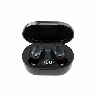 TWS Fones de ouvido sem Fio Bluetooth de Cancelamento de Ruído digital LED Tela de exposição In-ear Fone de ouvido Estéreo de Fones de ouvido Preto