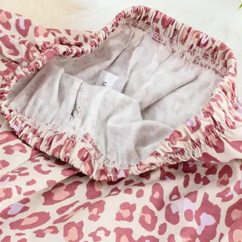 O outono e o inverno de nova malha de senhoras pijamas de algodão de manga longa sexy pink leopard imprimir em casa serviço de pijamas duas peças de conjunto