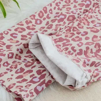 O outono e o inverno de nova malha de senhoras pijamas de algodão de manga longa sexy pink leopard imprimir em casa serviço de pijamas duas peças de conjunto