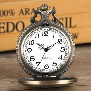 Bronze Svetlana Série Relógio de Bolso para Senhoras Grande Mostrador Branco Relógios de Quartzo para Mulheres Colar de Cadeia do Relógio de Presente para o sexo Feminino