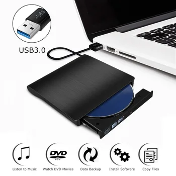 Externo USB 3.0 de DVD Unidade de CD Gravador Slim Portátil Driver Para o Notebook MacBook Portátil da área de Trabalho Unidades Ópticas Externas PC