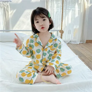 Primavera, Outono, New Kids Pijama conjunto de Cereja, Morango Impressão de Crianças Pijama Bebê Menino Menina Pijamas Mangas compridas Pijamas de Crianças
