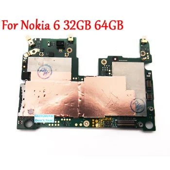 Testado Trabalho Completo Original Desbloquear Celular Painel Eletrônico placa principal de Circuitos de Cabo Para o Nokia 6 32GB 64GB 2017 Snapdragon 430