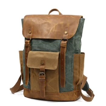 VZVA marca retro mochila de 15,6-polegadas laptop da mochila no ombro dos homens anti-roubo impermeável, mochila de viagem exterior caminhadas saco