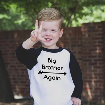 Big Brother Anouncement Tshirt de Crianças Meninos Ralgan Primavera Tops, Camisetas Promovido Para o Grande Irmão da Família T-shirts Ralgan Pano