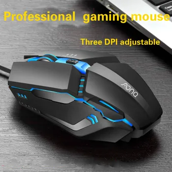 Professional Gaming Mouse Mouse com Fio 1600DPI Ergonomia Mouse Óptico Três Dpi Ajustável, Computador Portátil Mouse para Lol, DOTA