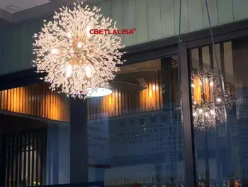NOVO dente-de-Leão Lustre Esferas de Cristal da Lâmpada de Pingente para o Restaurante para Café da Decoração G9 Fonte de Luz LED Hall de entrada, Lustres