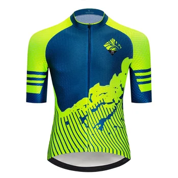 Geeklion Corrida De Fitness Equipe De Ciclismo Jersey Respirável Ajuste Pro Amarelo Fluorescente Moto Roupas De Verão Ciclista Aperto Camisa