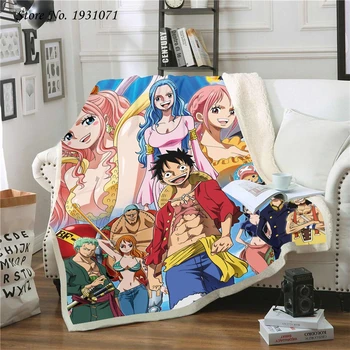 Popular série de Anime One Piece 3D Impresso Cobertor de Lã para Camas Grossa Colcha de Moda Colcha Sherpa Jogar Cobertor Adultos, as Crianças 05