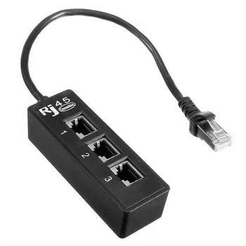 1pc RJ45 1 a 3 Socket de Rede Ethernet LAN Cabo Divisor de Estender o Conector do Adaptador