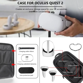 Duro de EVA Bolsa Bolsa Tampa de Protecção Saco de Armazenamento de Caixa estojo para -Oculus Quest 2 VR de Vidro e Acessórios