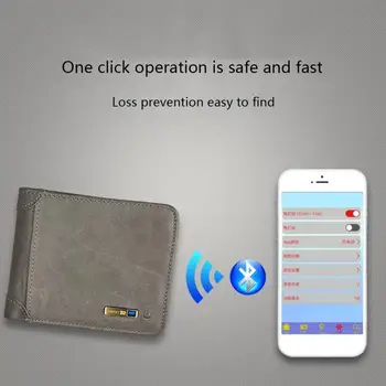 Homens Retro Carteira de Couro PU Bluetooth Smart Carteiras Anti Perdido Finder Localizador de GPS Tracker USB de Carregamento, Acompanhamento de Carteiras de Curto