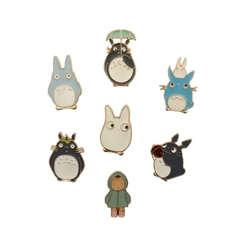 Misto 7pcs/ lote de jóias de moda acessórios cartoon metal esmalte pin emblema do Totoro