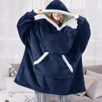 Inverno de grandes dimensões Capuz de Moletom Mulheres Gigante Capuz Casaco Macio Cobertor com Manga Quente Manto de Lã de TV Cobertor Hoodies Mulheres
