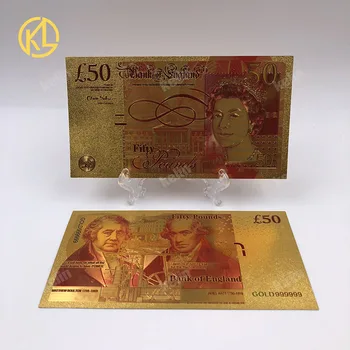 4x2pcs/monte conjunto Completo Reino Unido Libra Coloridos, Folha de Ouro chapeado reino UNIDO Notas para a coleta e o ano novo de crianças jogando dinheiro