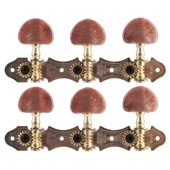 2pcs Triplo Botão de Guitarra Clássica Seqüência de Cravelhas Sintonizadores de Cabeças de Máquina para 6 Seqüência de Guitarra (Cabeça Preta)