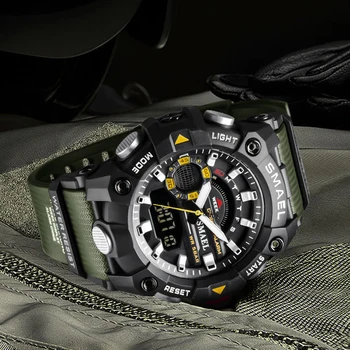 SMAEL Moda Mens Militar Relógios Desportivos de melhor Marca de Luxo de Quartzo Relógio à prova d'água Homens LED Digital relógio de Pulso Relógio Masculino