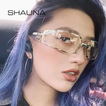 SHAUNA Anti-Luz Azul Rebites Marca de Designer de Óculos de proteção Óculos de sol da Moda Punk Tons UV400