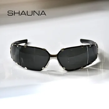 SHAUNA Anti-Luz Azul Rebites Marca de Designer de Óculos de proteção Óculos de sol da Moda Punk Tons UV400