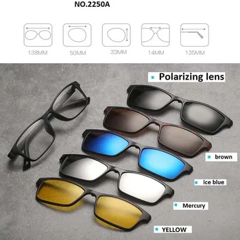 Retro 5+1 Polarizada Miopia Clipe De Óculos De Sol Óculos Para Homens Mulheres E Cinco Ímã Conjunto De Espelho 0 -1 -1.5 -2 -2.5 -3 -3.5 -4 -5 -6