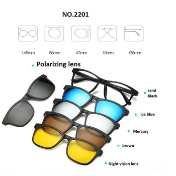 Retro 5+1 Polarizada Miopia Clipe De Óculos De Sol Óculos Para Homens Mulheres E Cinco Ímã Conjunto De Espelho 0 -1 -1.5 -2 -2.5 -3 -3.5 -4 -5 -6