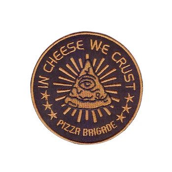 De volta remendo de borracha Projetos de PIZZA BANDA de ROCK crosta de QUEIJO Patch Bordado de Ferro Costurar Logotipo Hardcore Emblema Personalizado