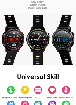 L8 Smart Watch Homens Pressão Arterial frequência Cardíaca de Fitness Tracker ECG+PPG Música Bluetooth Controle de Esportes do Smartwatch