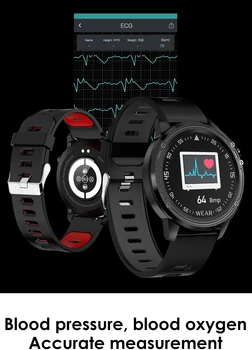 L8 Smart Watch Homens Pressão Arterial frequência Cardíaca de Fitness Tracker ECG+PPG Música Bluetooth Controle de Esportes do Smartwatch