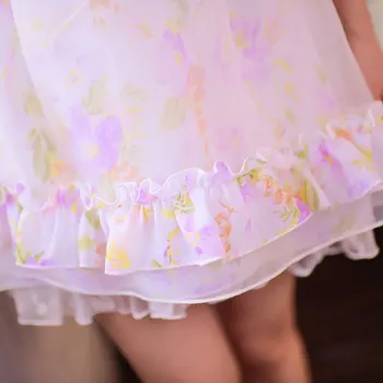 Princesa doce vestido de lolita Doce chuva princesa estilo Japonês de Verão bonito novo bow chiffon floral vestido roxo C16AB6032