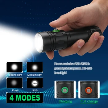200M xhp50.2 de Mergulho lanterna lâmpada Subaquática diodo emissor de luz tocha l2 26650 bateria recarregável 18650 luz do flash de caça impermeável de luz de Preenchimento