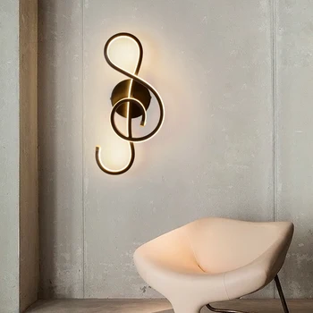 22W LED, lâmpada de parede do Quarto de cabeceira lâmpada de parede de música Clave de forma de interiores, decoração de quarto iluminações preto / branco WJ912