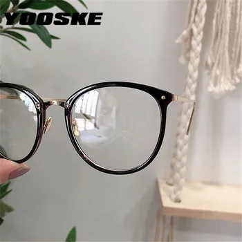 YOOSKE Vidros Ópticos para Visão Mulheres Homens Miopia Rodada de grandes dimensões de Óculos com Armações de Metal Óculos Limpar Vidros com Pano