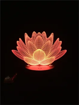 Plantas suculentas Lotus Forma 3D da Lâmpada de iluminação LED USB Humor Noite de Luz Multicolor Toque ou Remoto Luminaria Alterar Candeeiro de Mesa