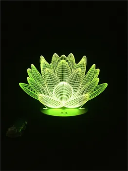 Plantas suculentas Lotus Forma 3D da Lâmpada de iluminação LED USB Humor Noite de Luz Multicolor Toque ou Remoto Luminaria Alterar Candeeiro de Mesa