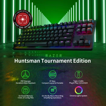 Razer Caçador Tournament Edition Teclado Mecânico Linear Interruptor Óptico de Jogos de 87 Teclas RGB luz de fundo Teclado com Fio