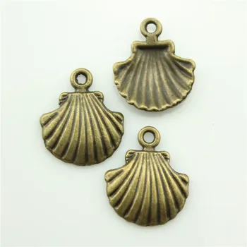 80pcs/lote 18*15mm de bronze antigo Shell charme Pingentes DIY jóias para colar pulseira brinco