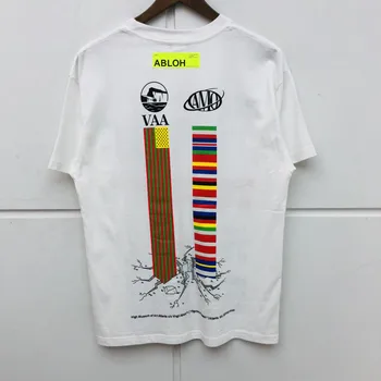 Virgílio Abloh Amarelo-Canário x FOS VAA AMO Torres T-Shirt FW19 T-shirt dos Homens de alta Qualidade Superior Tees de Skate de Algodão Superior Tess