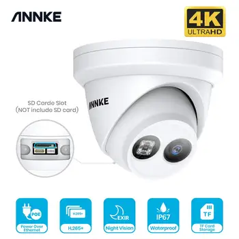 ANNKE 1PC Ultra HD de 8MP Câmera POE 4K Exterior Interior à prova de Intempéries de Segurança de Rede de Dome EXIR Visão Noturna Alerta de e-Mail da Câmera do CCTV