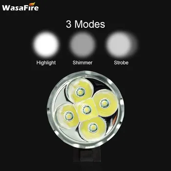 WasaFire 5* T6 LED Luz de Bicicleta 7000lm Moto Luzes dianteiras à prova d'água 3 Modos de Noite Andando de Bicicleta Farol Exterior Frontlight