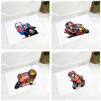 Flanela macia do Tapete de desenhos animados Moto Esporte Tapete para Sala de Crianças Quarto antiderrapante Decoração de Moto Móvel Macio tapete da entrada, 40x60cm
