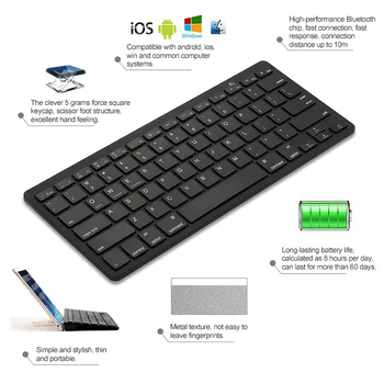 Novo Teclado sem Fio Bluetooth Três-sistema Portátil sem Fio Design de Teclado Para Mac Tablet Ipad Universal