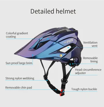 BATFOX Capacete de Bicicleta certificação CE MTB Bicicleta de Estrada de Ultraleve Integralmente moldado com a Viseira de Sol do Homens Mulheres Ultraleve Moto Helme