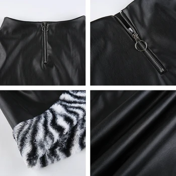 Gótico De Cintura Alta Com Fecho-Mulheres Y2k Pu Saias Curtas Com Zebra Peles Senhora Da Moda 2020 Harajuku Quente Fêmea Mini-Saia De Inverno Saia