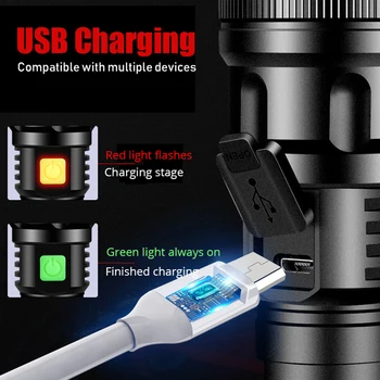 Portátil T6 LED Lanterna Impermeável Tático Tocha Recarregável USB Telescópica com Zoom Acampamento Lâmpada Brilhante Super 18650 Lanterna