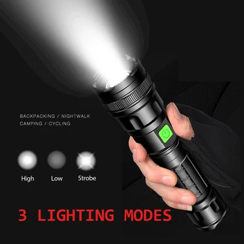 Portátil T6 LED Lanterna Impermeável Tático Tocha Recarregável USB Telescópica com Zoom Acampamento Lâmpada Brilhante Super 18650 Lanterna